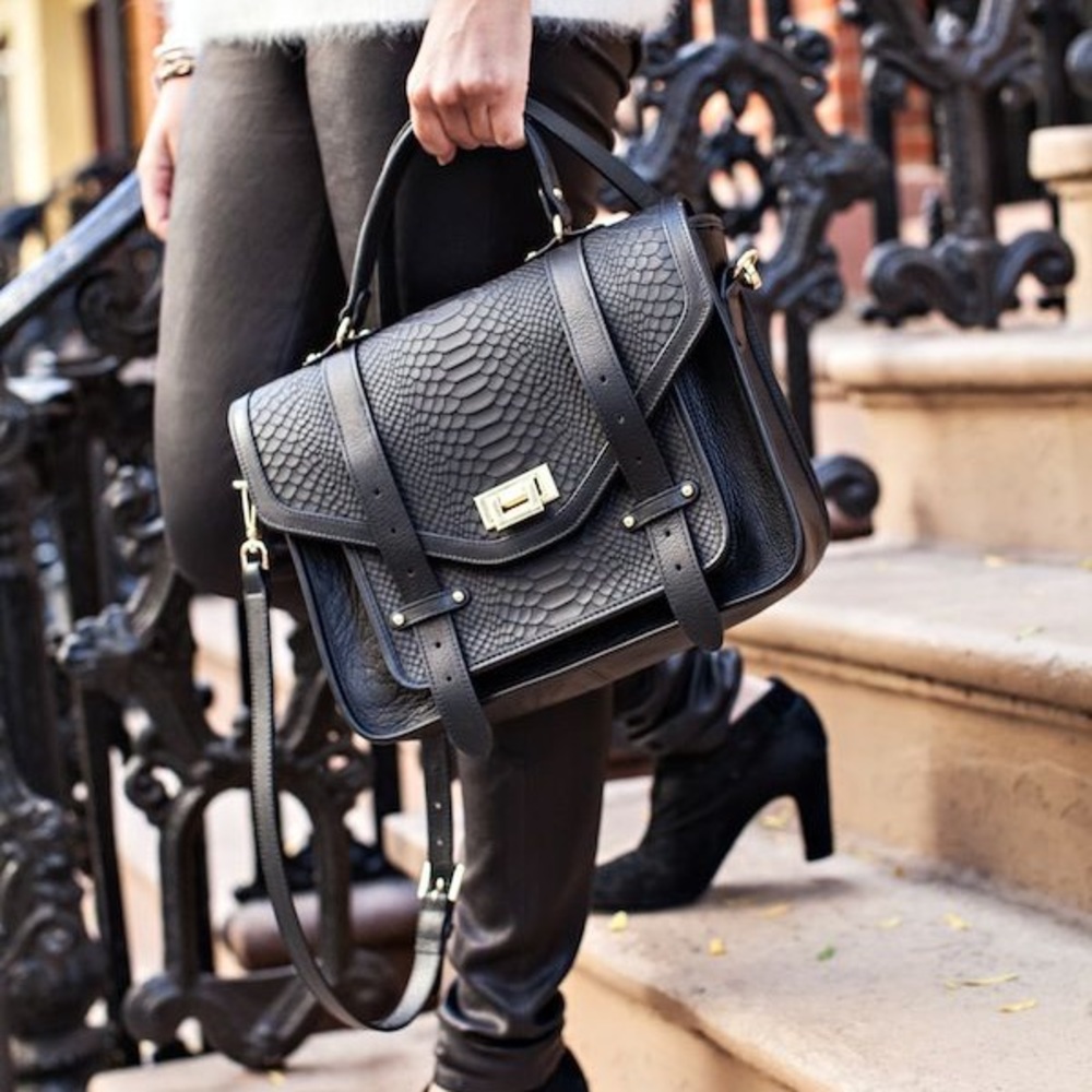 GiGi New York - Hayden Satchel - Black Croc - NWT